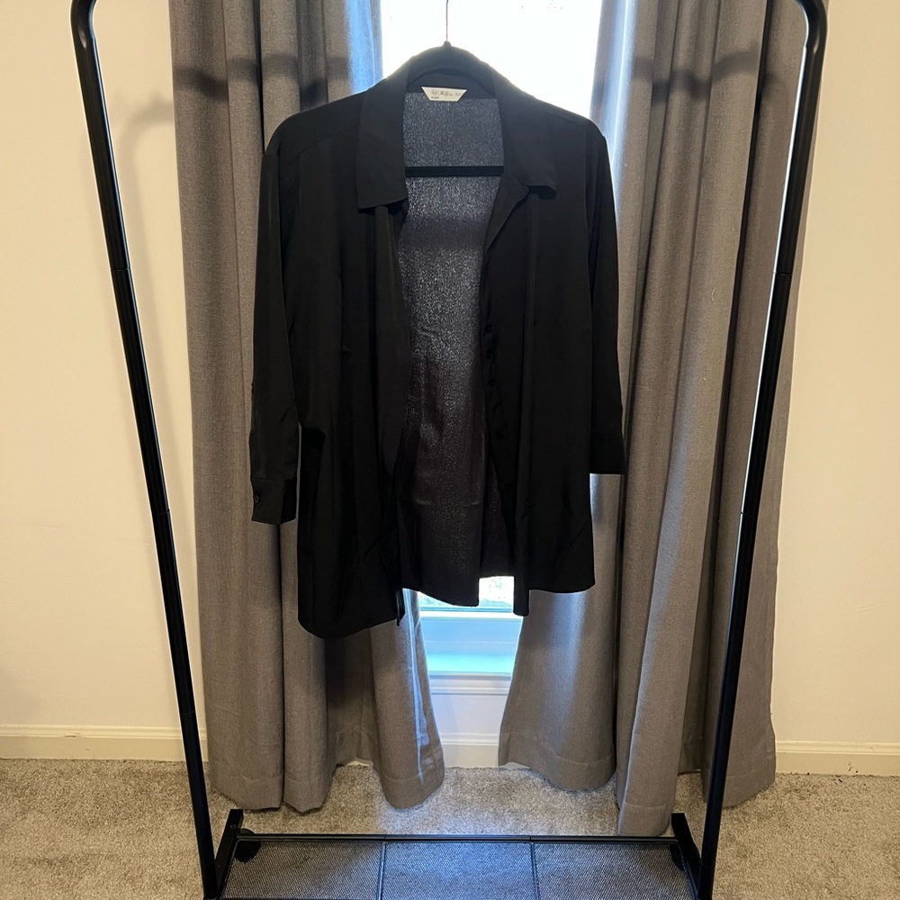 Classic Black Womens Button Up Blouse